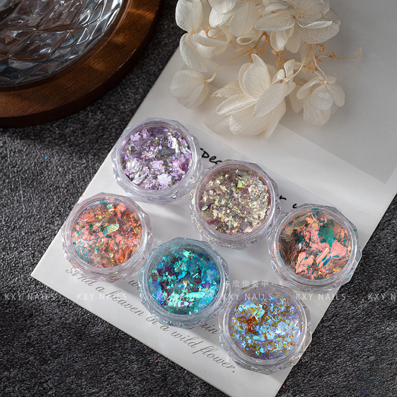 Arte de uñas polarizado Opal polvo fantasía Aurora brocado polvo de hadas nieve terciopelo polvo ligero Internet celebridad lentejuelas decoraciones de uñas