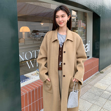 衣夫 十三行女装大口袋系带双面呢大衣外套翻领保暖毛呢风衣055