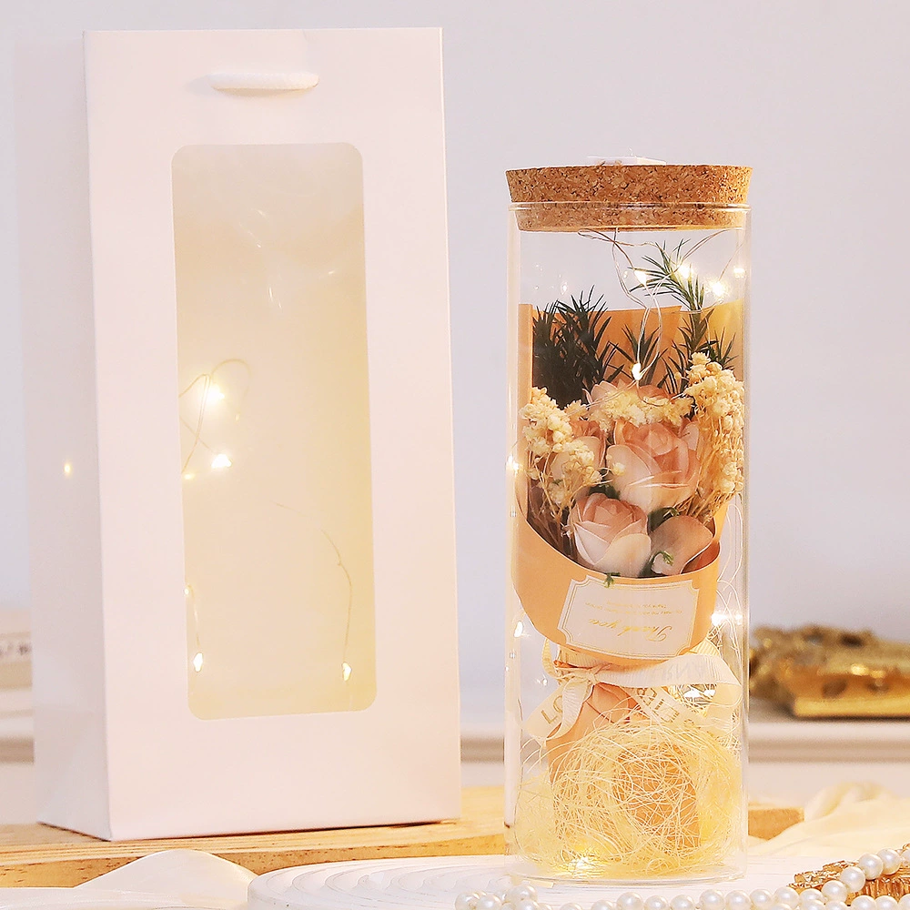 Подарочная стеклянная открытка ко Дню матери с букетом пожеланий Rose Eternal Bouquet Ornament Creative Dried Flowers 520 оптовая продажа