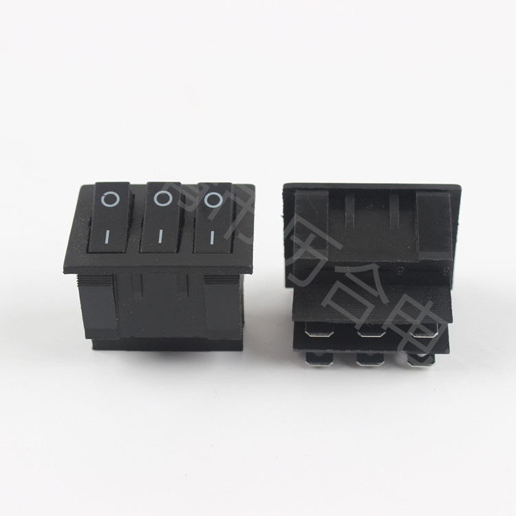 KCD9A六脚三联三路控制开关大电流9脚三档三联船型开关