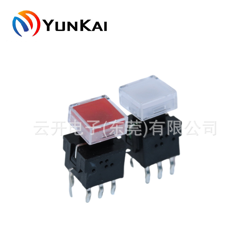 10*10方形透明水晶按键帽 自锁/自复位发光按钮 带灯轻触开关