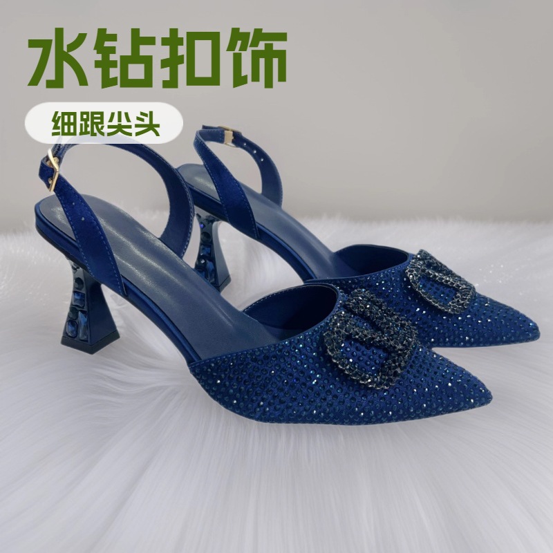 Zapatos de estilo italiano nuevos zapatos de tacones altos de lujo con diamantes zapatos de banquete de mujer zapatos de punta de mujer image 1