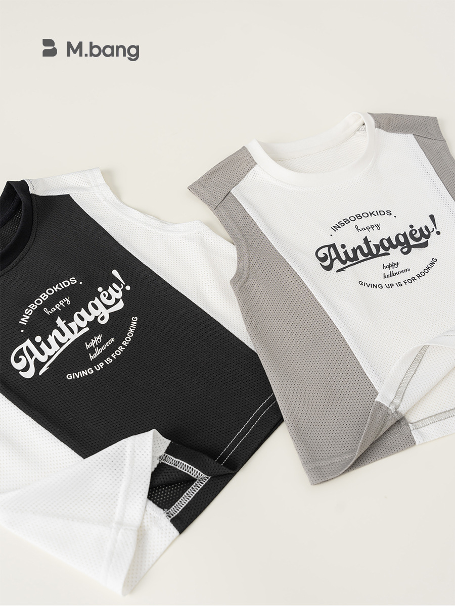 Youbao Ropa para niños Chaleco para niños Camiseta sin mangas para niños Verano Nuevo estilo Camisa a juego de colores de verano para niños XY84211