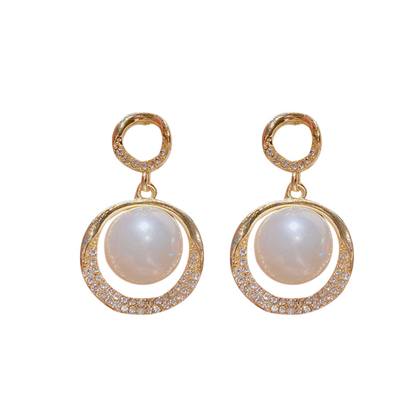 Inlay Design Wholesale Jewelry 1 Pair Elegant Round Square Heart Shape Metal Artificial Rhinestones Artificial Pearls Drop Earrings