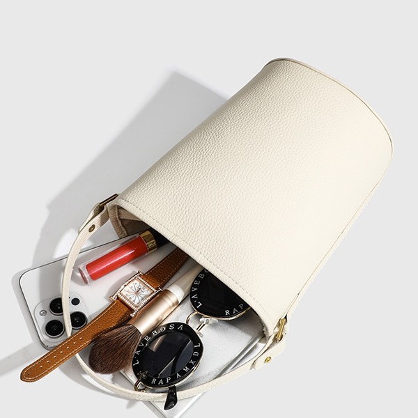 Women’s Bags Litchi Pattern Niche Design Bucket Bag Large Capacity Tote Bag All-match Single Shoulder Crossbody Women's Bag_voghion.com