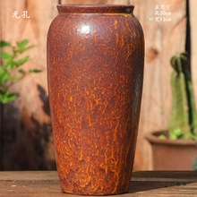 复古花瓶花器粗陶罐大号插花高陶瓷摆件室内装饰陶土盆无孔水培盆