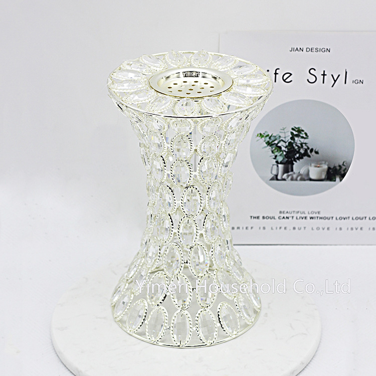 Light extravagance Oval manual crystal decorate Backflow Savory electroplate silvery Metal wire Incense holder