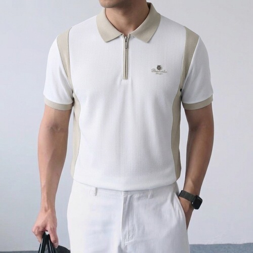 2026 Summer Short-Sleeved T-Shirt for Men, Plus-Size, Loose-Fit, Zip-Neck, Extra-Large Polo Shirt for Oversized Individuals, Relaxed-Fit T-Shirt for Big Guys