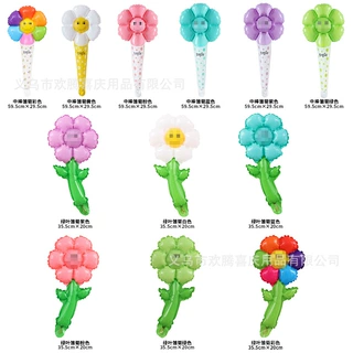 热销新款雏菊发卡中棒手持铝膜气球马卡色发箍中棒地推气球现货