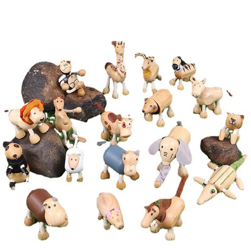 Wooden Ins Simulation Forest Animal Puppet Model Cognitive Puppet Home Interior Shooting Prop Ornament Toy