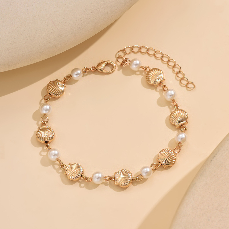 European and American Cross-Border New Product Marine Fan Shell Imitation Pearl Bracelet for Women Fashion Accessible Luxury Ins Style Design Jewelry European and American Cross-Border New Product Marine Fan Shell Imitation Pearl Bracelet for Women Fashion Accessible Luxury Ins Style Design Jewelry