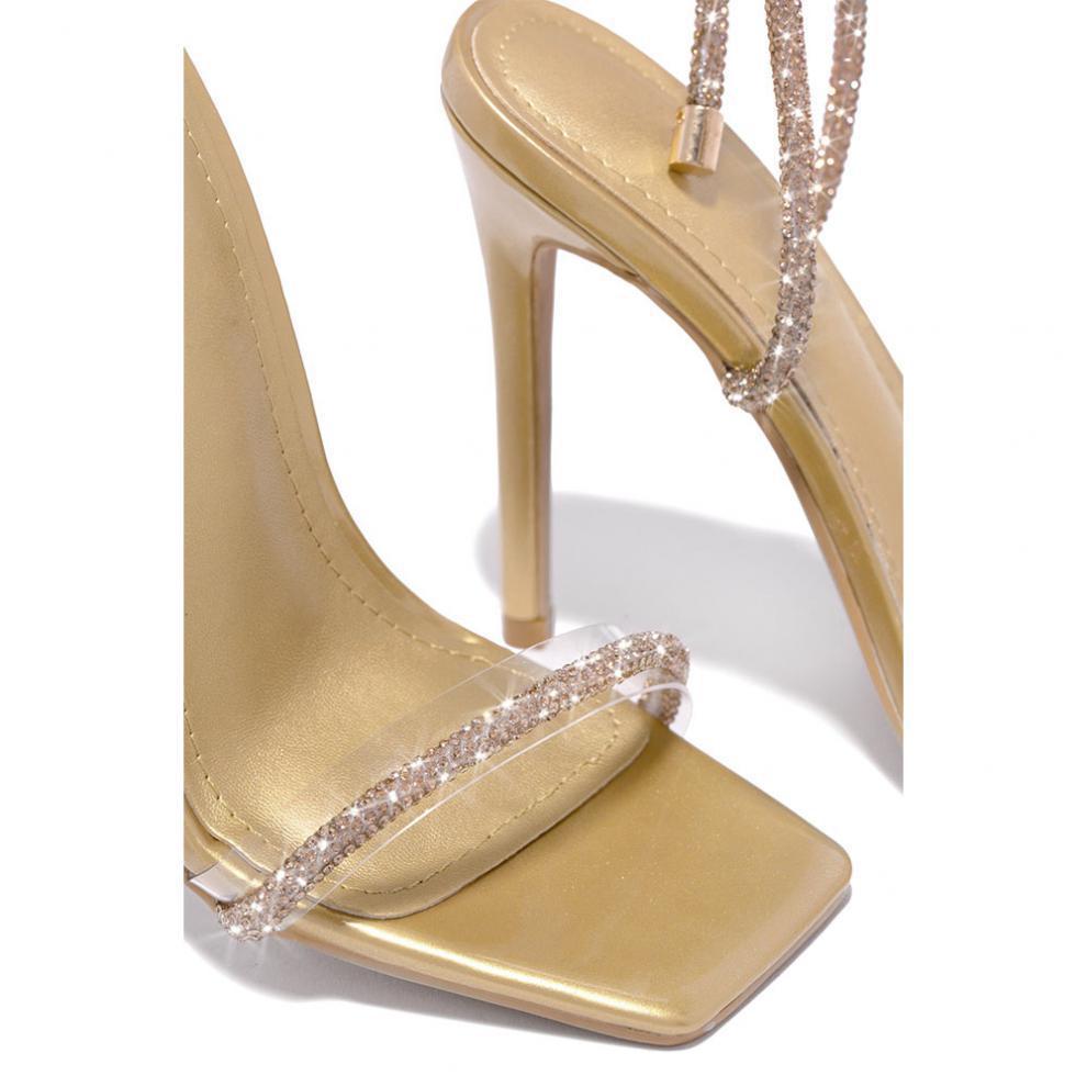 Women's Elegant Sexy Solid Color Rhinestone Point Toe Strappy Sandals display picture 3