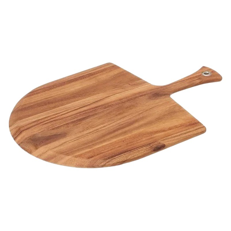 Suministro directo de fábrica pala de pizza de madera de acacia herramienta para hornear de madera maciza tablero de pizza tablero de madera para hornear de 12 pulgadas con mango image 1