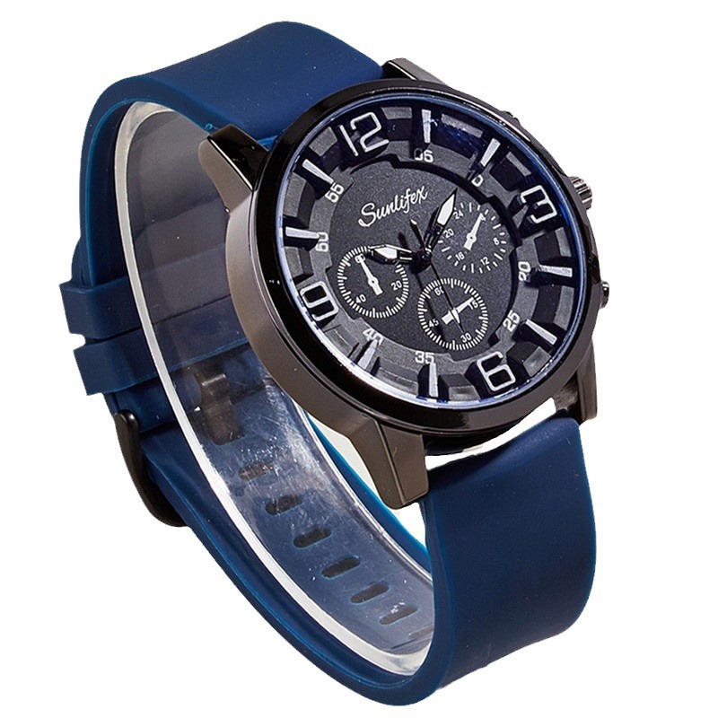 Tiktok popular moda de tres ojos reloj de hombre transfronterizo casual tridimensional digital de cuarzo reloj de silicona reloj de hombre