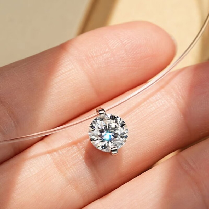Popular Xiaohongshu Style S925 Sterling Silver Mermaid's Tears Necklace for Women with Moissanite Invisible Neck Chain Clavicle Chain Live Broadcast