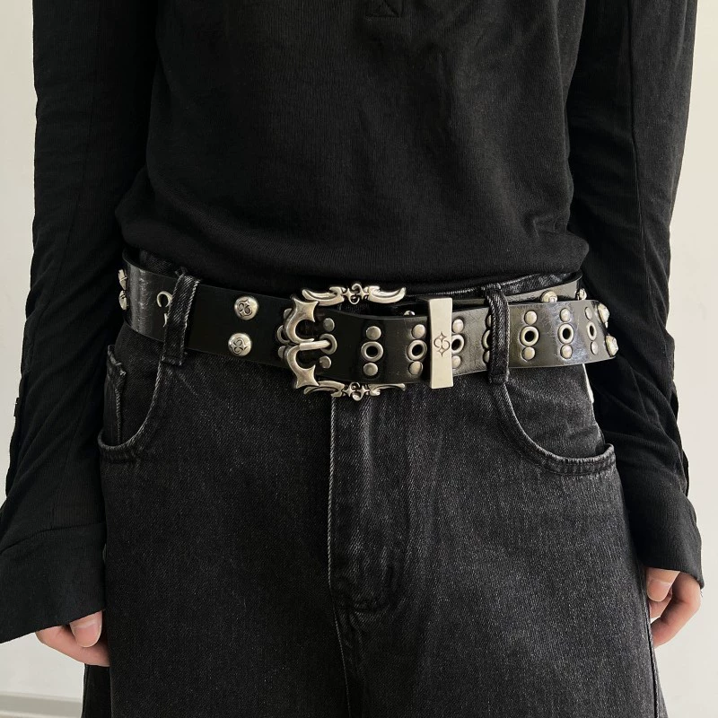 Small design retro leather belt handmade, high-end