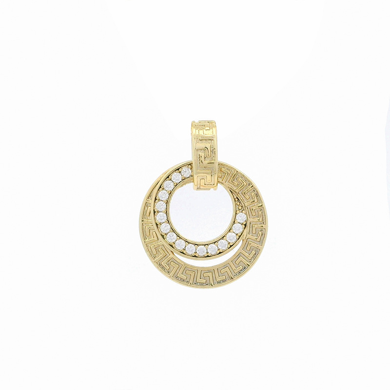 Xuping zircon artificial Europa y América transfronteriza aleación de cobre galvanizado 14k color geométrico colgante de collar de patrón de muralla redonda
