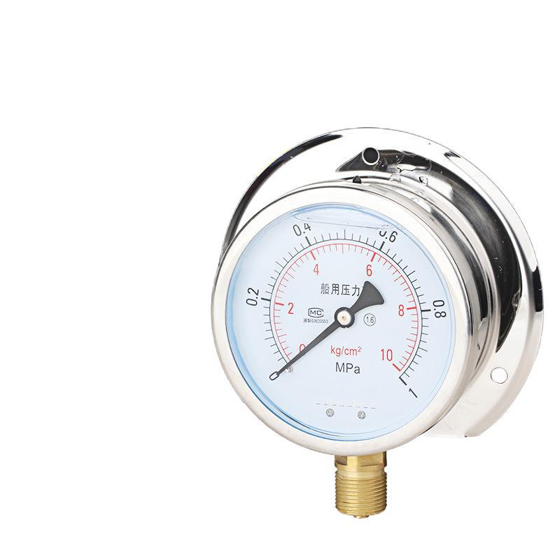 径向带后边 耐震船用压力表YN100T防震抗震M20*1.5 1/2螺纹