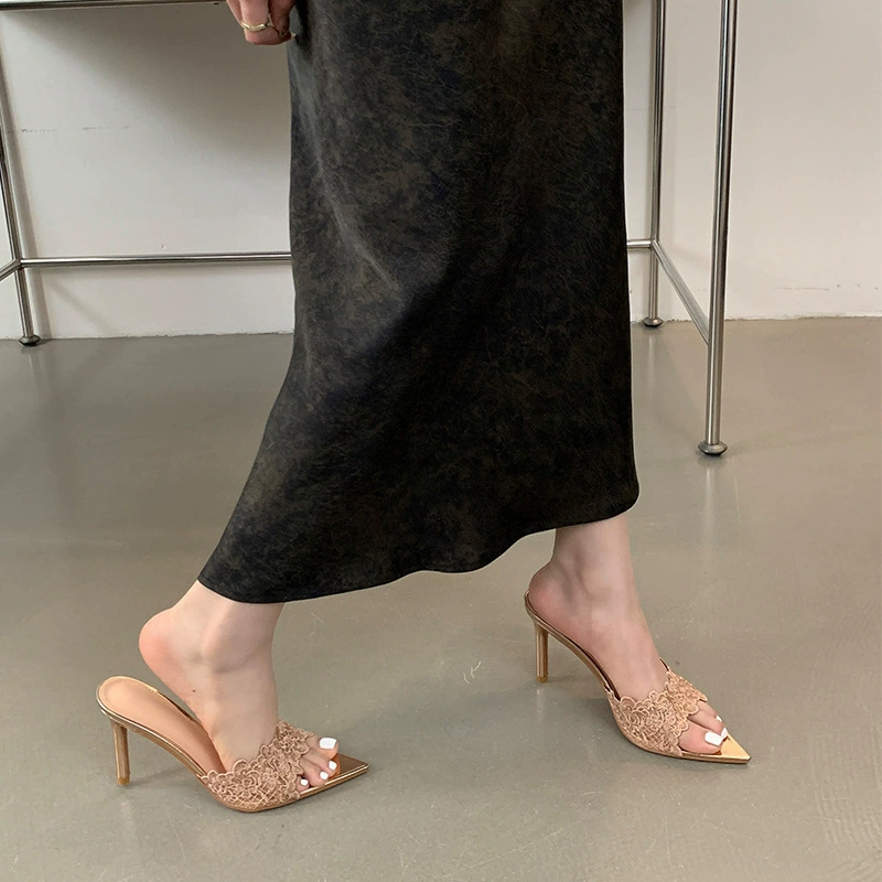 Элегантные банкетные туфли на высоком каблуке для женщин, сандалии на шпильке с вышивкой в ​​стиле ретро интернет-знаменитостей, босоножки на высоком каблуке с вышивкой цвета шампанского и золота