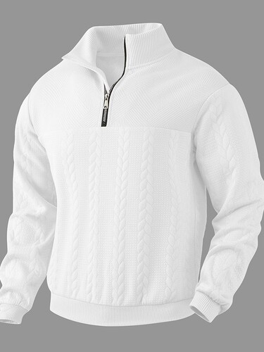 Cross-border American retro casual stand-collar zipper pullover loose knit heavy stitching jacquard autumn and winter long-sleeved hoodie