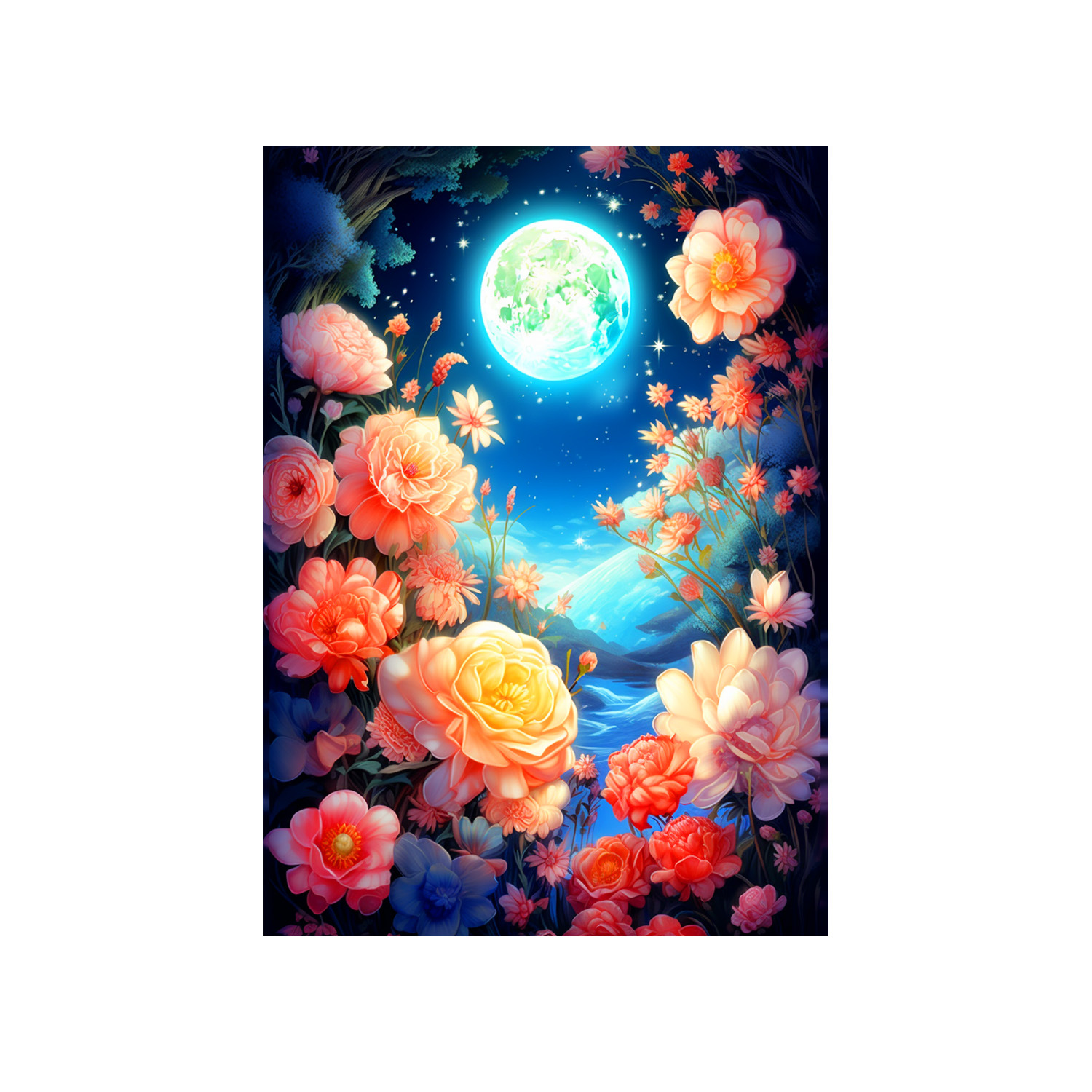 Mona Lisa real flor de punto de cruz buena luna llena nueva flor simple y hermosa sala de estar entrada pequeña hecha a mano image 5