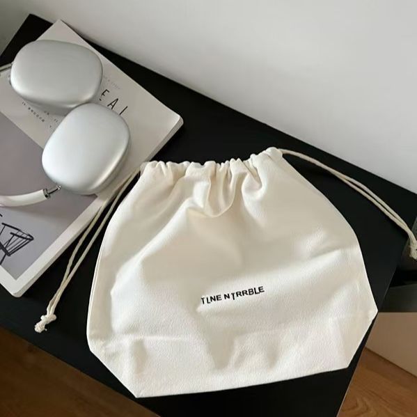 Solid Color Inner Lining Fabric Bag Drawstring Pouch Storage Bag Women's Canvas Bag Drawstring Makeup Bag Canvas Inner Lining
