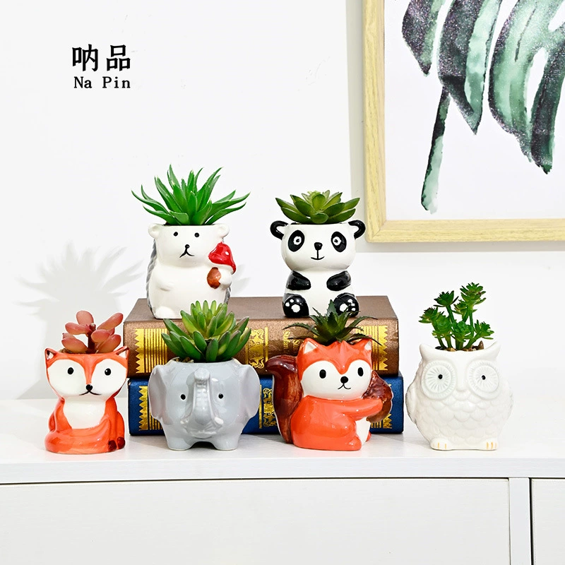 Suopin экспорт внешней торговли мультфильм животных керамический суккулент цветочный горшок трансграничный рынок, посвященный завод прямой животных цветочный горшок