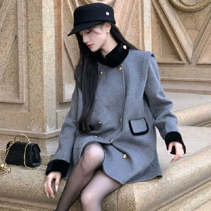 Модное шерстяное пальто, стиль Chanel, яркий запоминающийся стиль