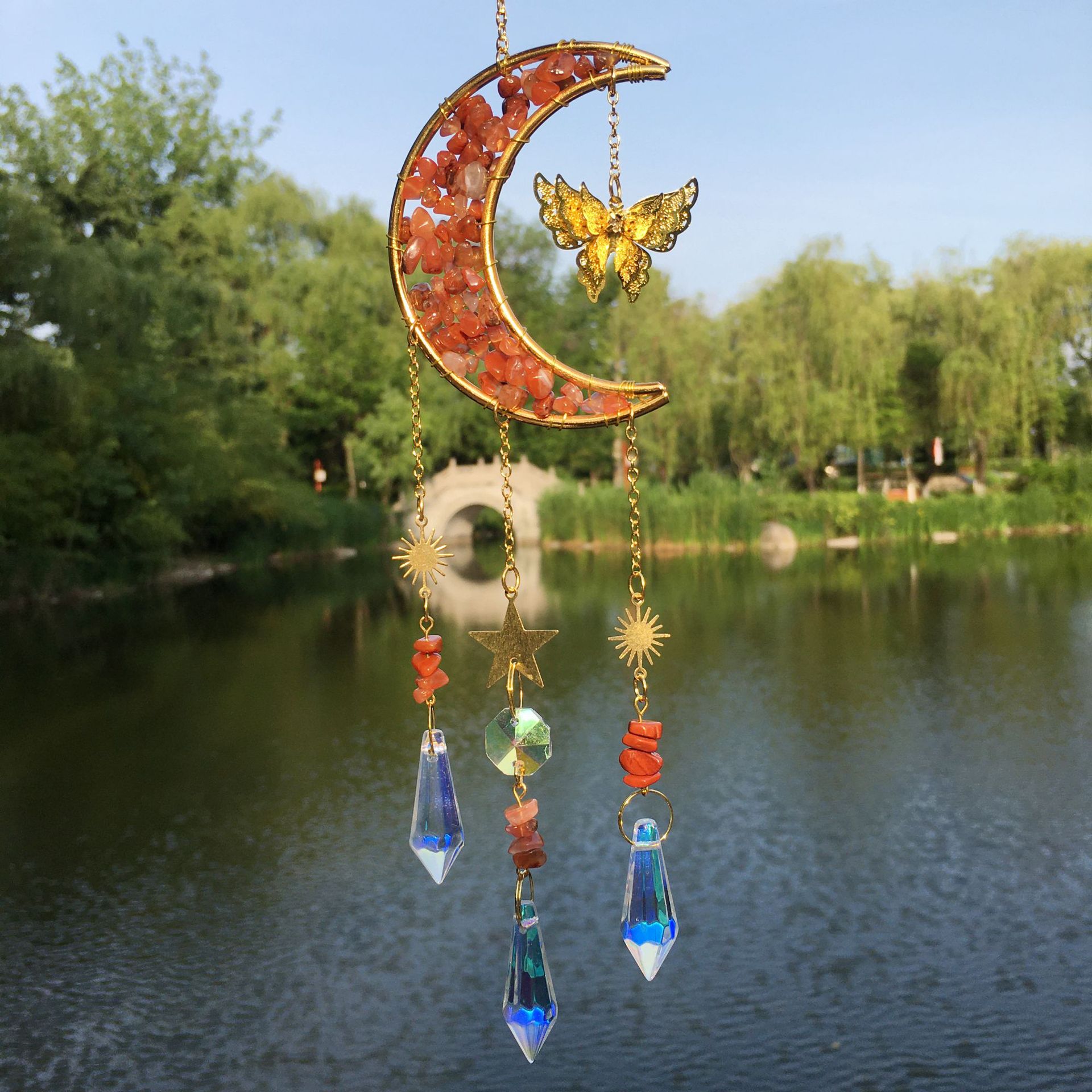Wind Chime Home Textiles & Decor Type 1 Piece Quantity Indoor, Daily Occasion Retro Simple Style Star Moon Metal Wind Chime