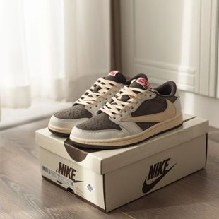 The Pure Original AJ1lowTS Reverse Barb White Brown Low-top Comfortable Casual Shoes for Men and Women