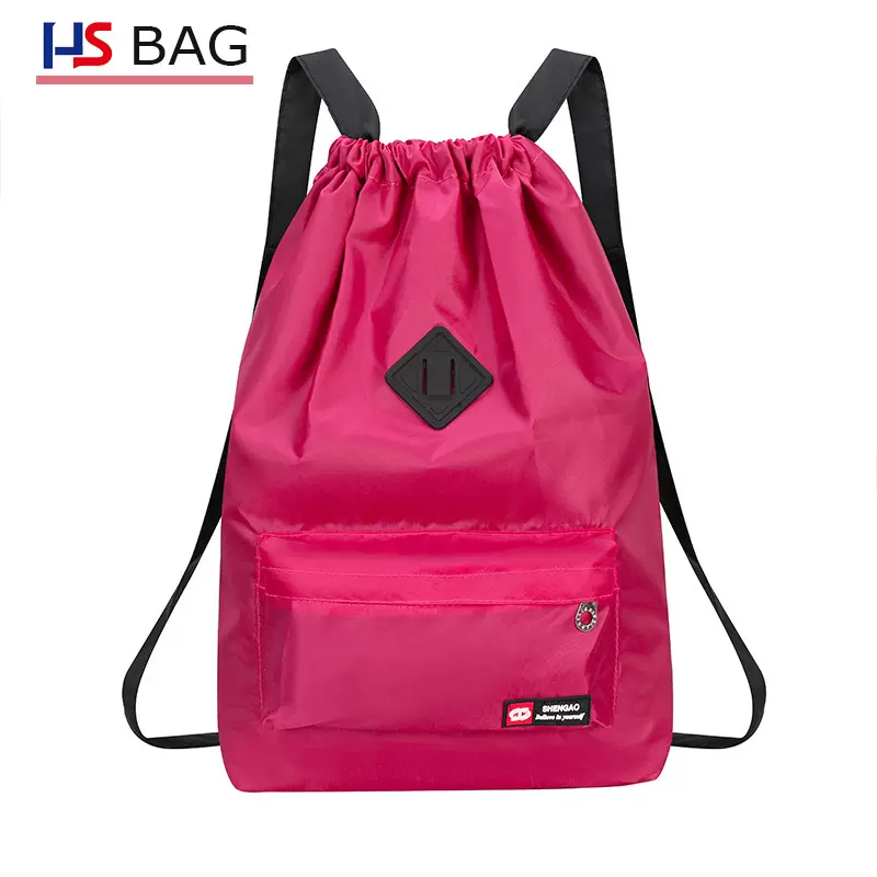 韩版女士双肩包户外休闲简约大容量双肩背包牛津布束口多用双背包