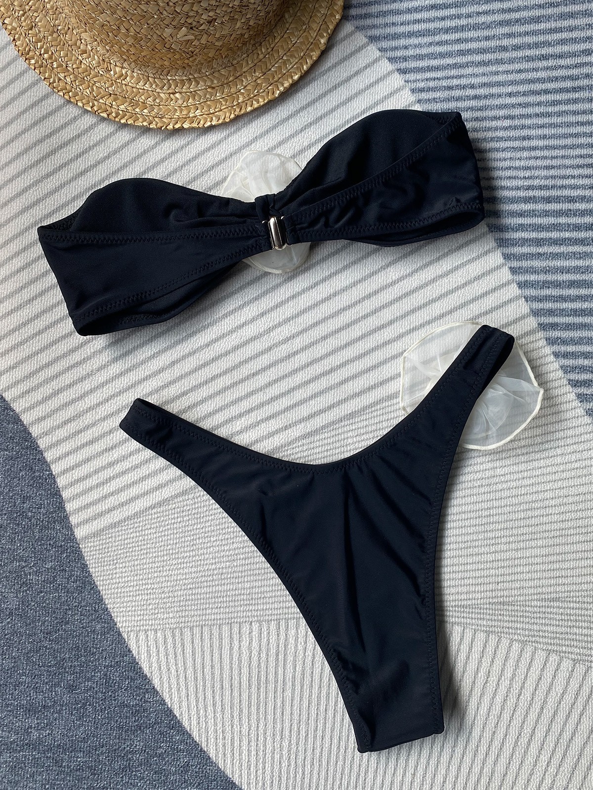 Flower Pattern Women's Flower 2 Pieces Set Bikinis Swimwear