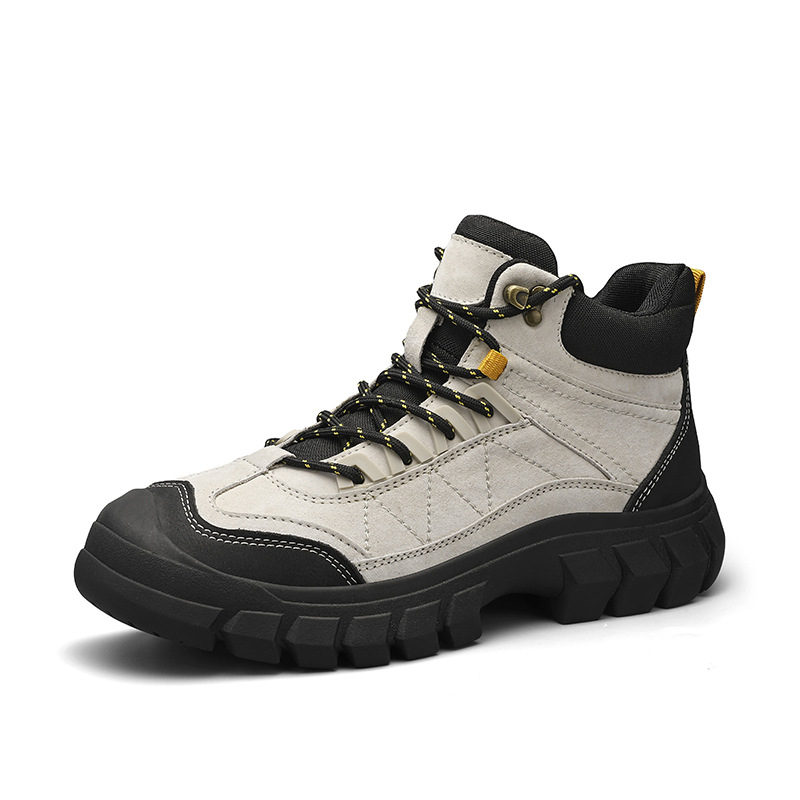 Men's Outdoor Hiking Shoes High-Top Wear-Resistant Height-Increasing Shoes Warm British Trend Casual Men's Shoes Snow Bo_vogvips.com