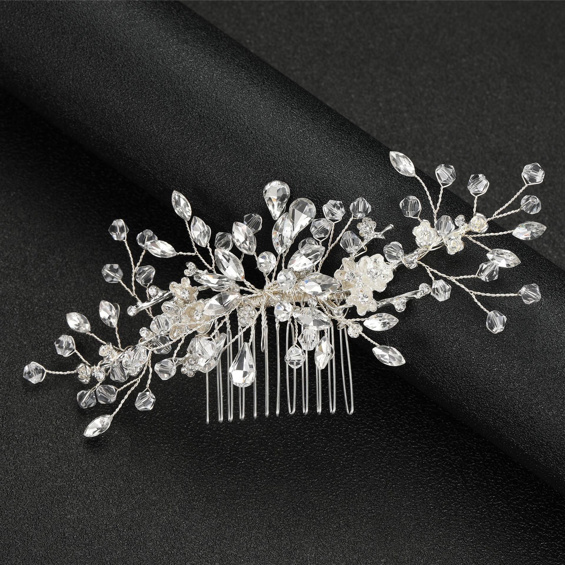 Wedding Occasion Alloy Material Baroque Alloy Flower Rhinestone Hair Comb Bride Accessories Wholesale