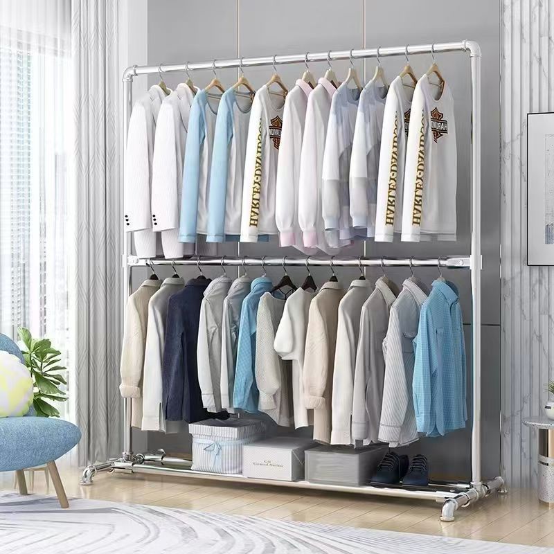 tubo de acero galvanizado percha de ropa terraza interior simple y robusto dormitorio para colgar la ropa estante