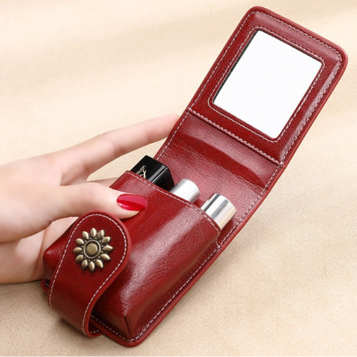 Female mini portable makeup bag with mirror, red, fashion storage bag, mini handbag, available for wholesale