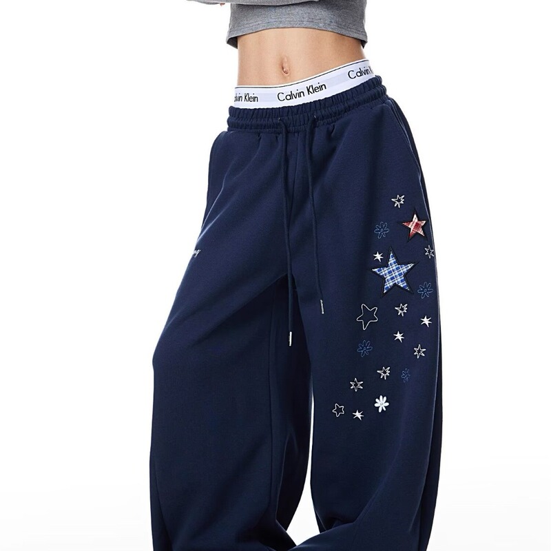 Jazz Hip-Hop Sports Casual Pants American Sweatpants Loose Straight Drape Floor-Length Pants Gray Sports Wide-Leg Pants