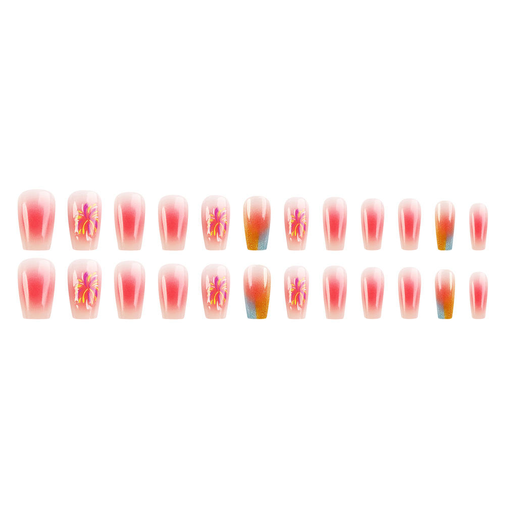 Fototerapia estereoscópica 24 piezas de uñas manuales de dos colores ojo de gato gradiente fuegos artificiales de uñas cristal ojo de gato parche de uñas