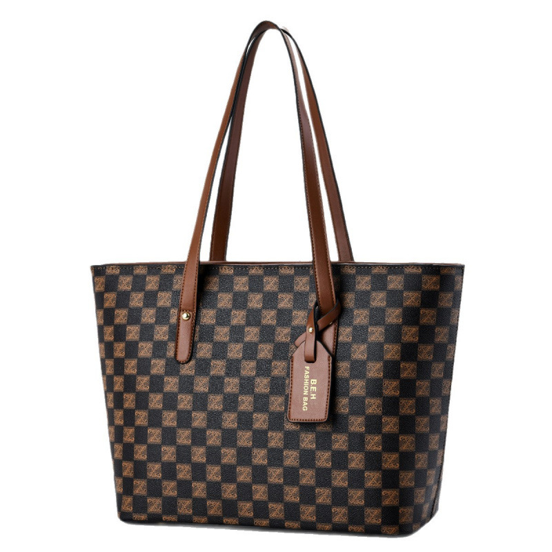 Bolsa de moda de gran capacidad bolsas de hombro casuales de cuadrícula diarias versátiles bolsas de transporte transfronterizo