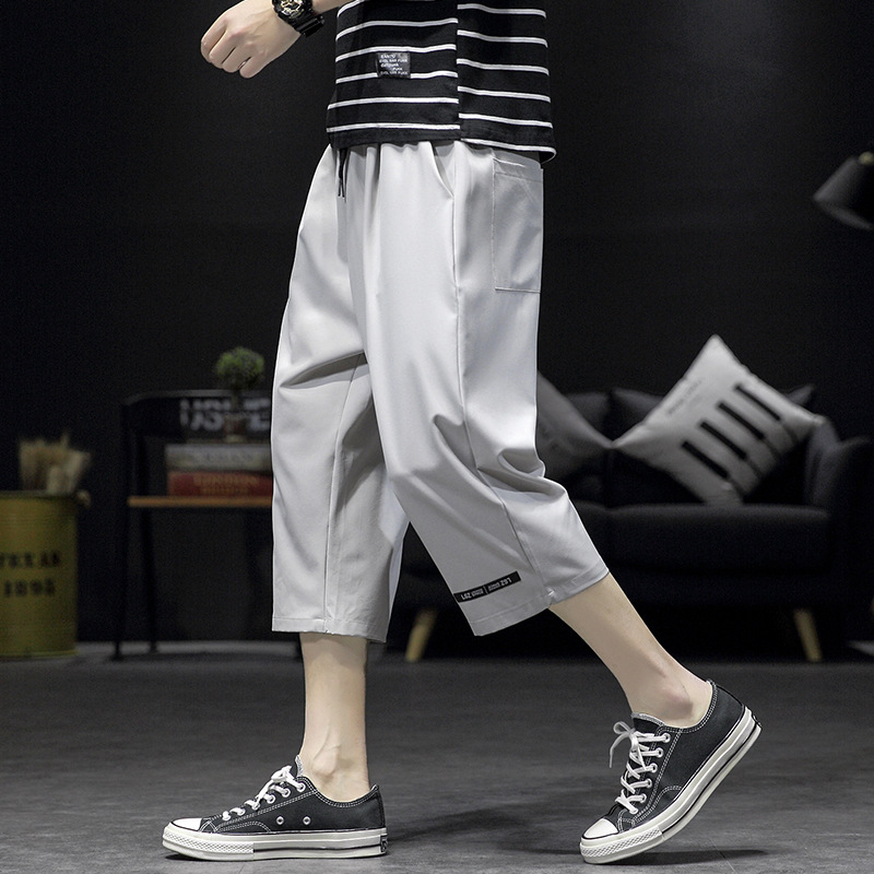 ¡Cool! Seda de hielo recortada pantalones cortos de los hombres de verano delgada suelta casual deportes sobre la rodilla de secado rápido 7 desgaste exterior