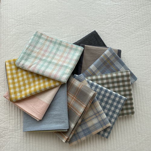 Pure Cotton Japanese Check Water Washed Cotton Quilt Set Four Piece Set Full Cotton Bed Skirt Set Student Dormitory Three Piece Bedding Set Wholesale