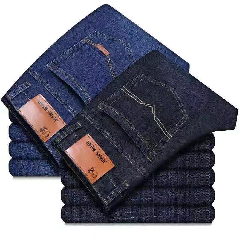 Summer new stretch jeans men's straight...