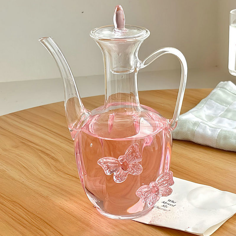 蝴蝶仿宋执壶高脚杯套装高硼硅玻璃中式贵妃泡茶器耐热玻璃绿茶壶|undefined