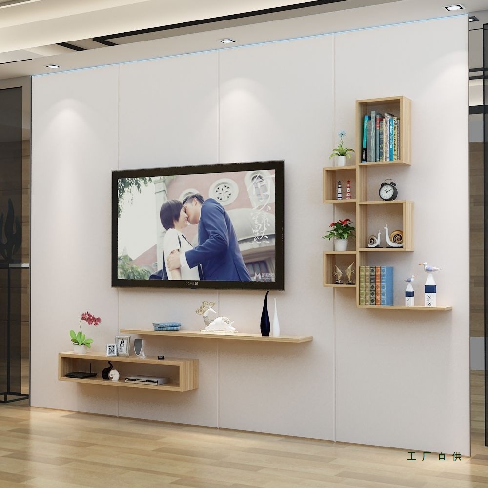 简约挂墙挂壁电视柜背景墙柜置物架搁板挂架吊柜小户型客厅隔板