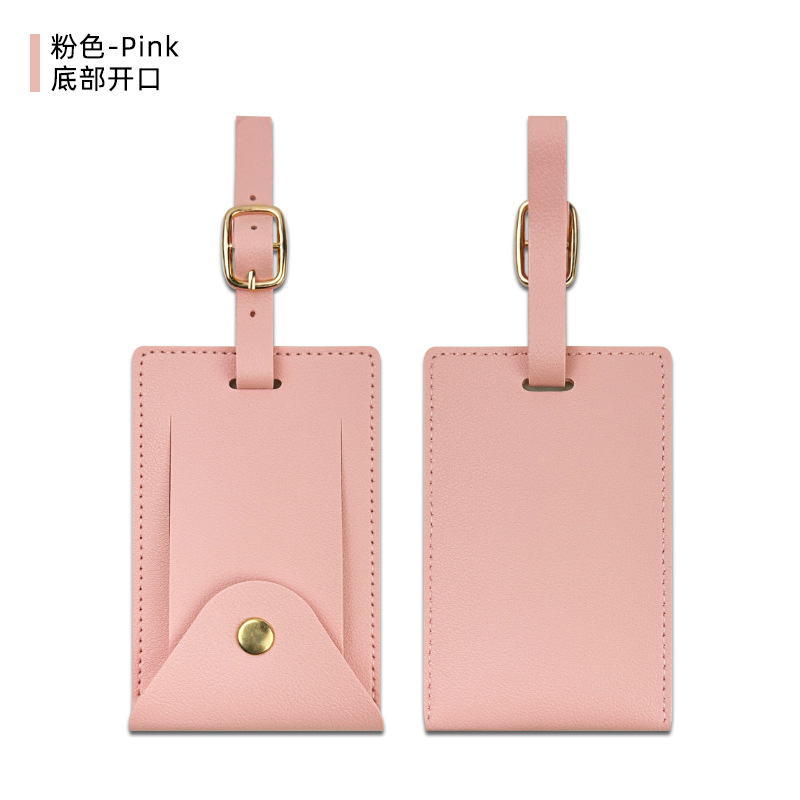 Transfronterizo spot pu doble cara gruesa tarjeta de embarque de cuero dorado cierre cuatro cierre puede fijar logotipo con tarjeta de papel tarjeta de equipaje