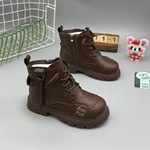 儿童马丁靴英伦风女2025秋冬新款棉靴女童短靴防滑洋气中大童皮鞋