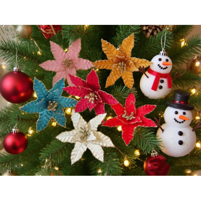 Nuevo polvo de Navidad transfronterizo de simulación flores de Navidad decoración de árbol de Navidad decoración de fiesta decorativa atmósfera del hogar