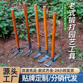 园林园艺工具锻打小锄头锰钢钉耙尖镐小镐锄种菜花园农用工具批发