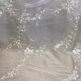 扬州纱白金花 绣花满幅布料 童装女装汉服古风旗袍连衣裙绣花辅料