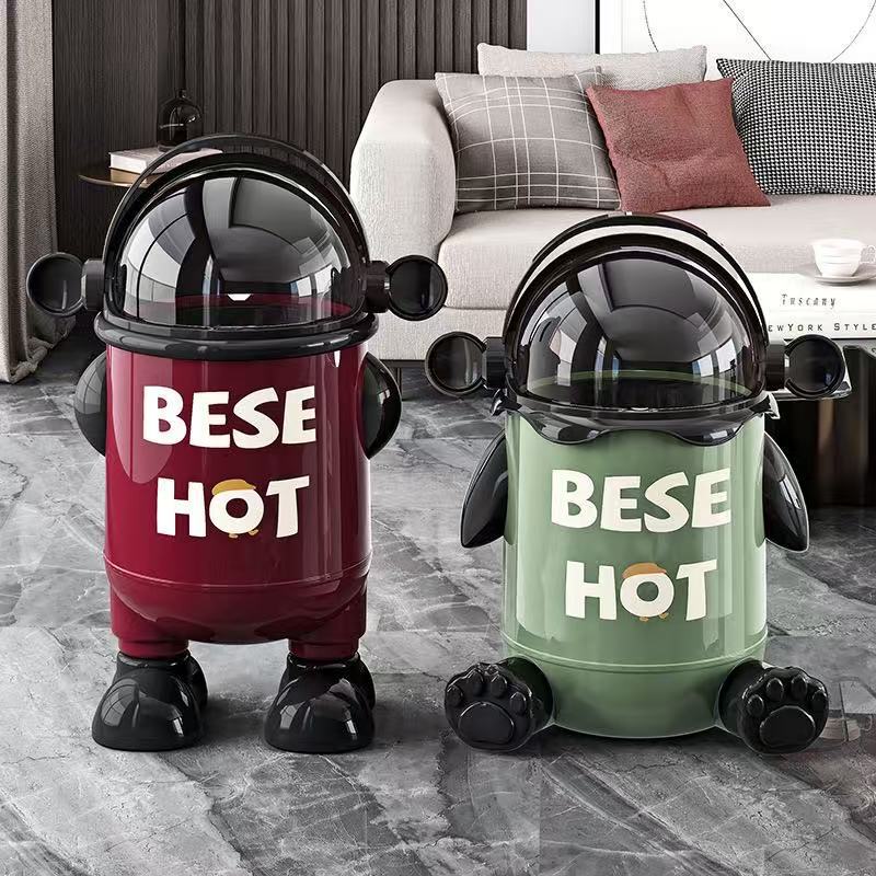 Astronaut-style trash can for home use, large capacity, with lid, stylish and luxurious, dual-compartment paper basket for the living room Astronaut-style trash can for home use, large capacity, with lid, stylish and luxurious, dual-compartment paper basket for the living room
